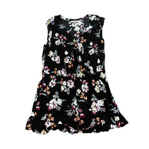 Loft Romper Black Floral Print V Neck Size XL
